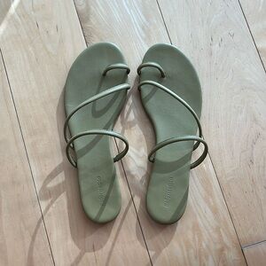 Reformation Ludo Toe Ring Strappy Flat Sandal in Cerignola Leather